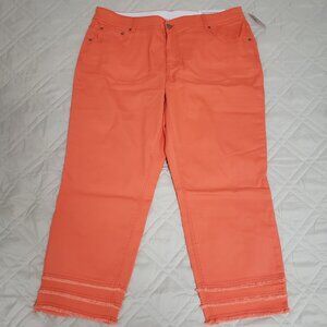CJ Banks NWT Orange Ankle Pants 16W Cotton Polyester Mid-Rise Shaped Fit